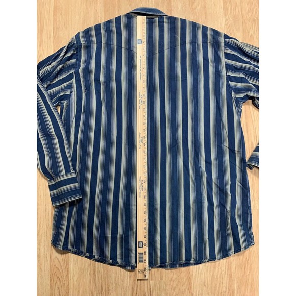 Vintage Wrangler Snap Up Western Shirt Mens 2XT Blue Big/Tall Pearl Snap Cowboy - Picture 6 of 7